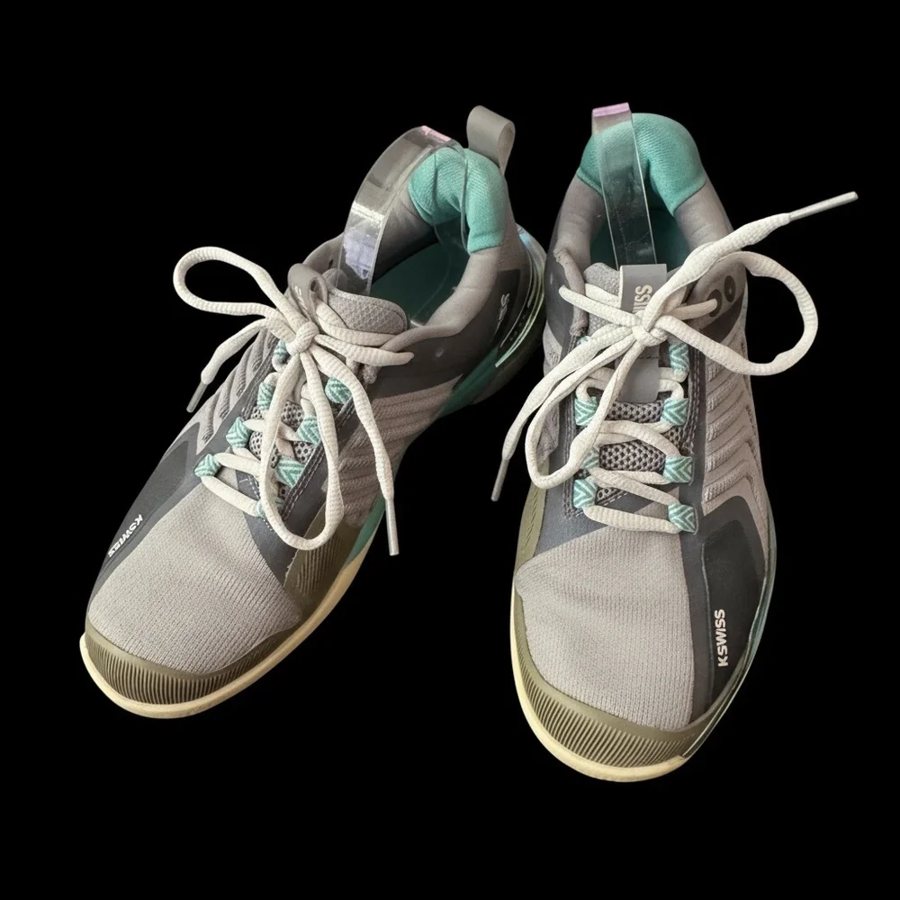 K-Swiss Ultrashot 3 Tennis Shoes Alloy Brilliant White Turquoise Women's‎ 8.5
